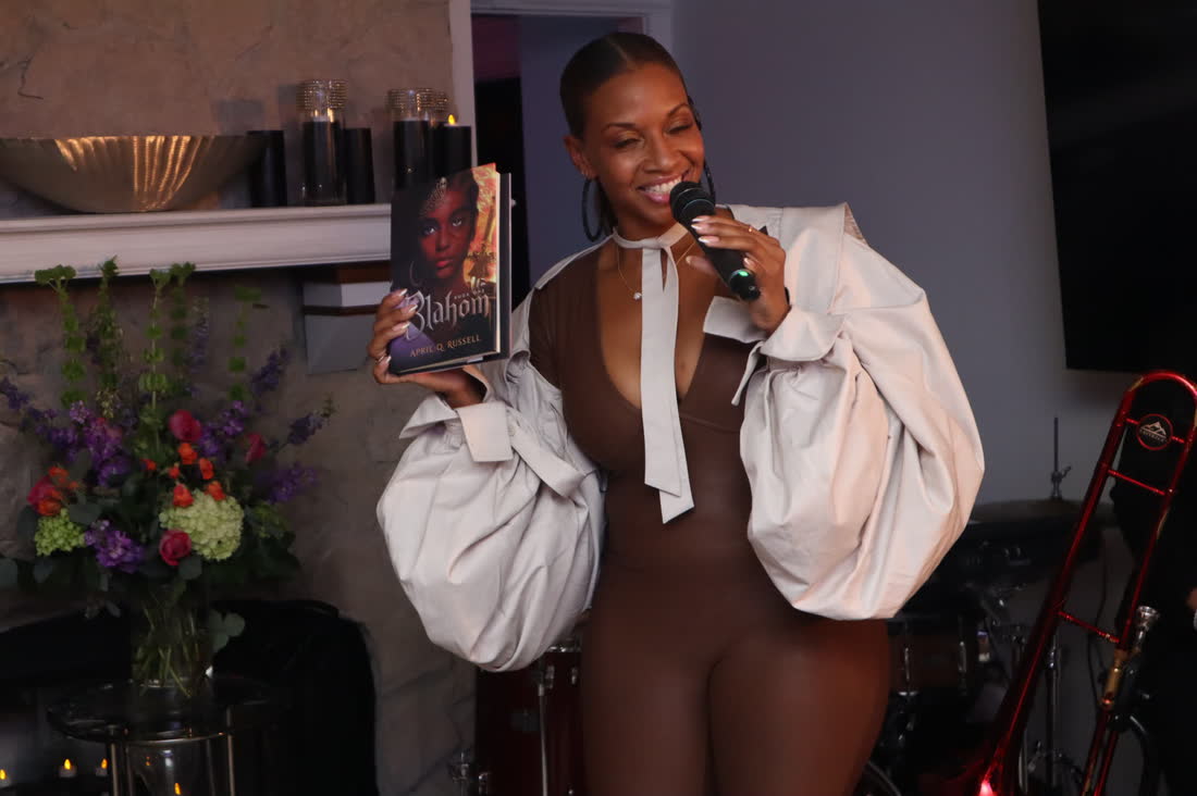 April at the BLAHOM Book I launch.